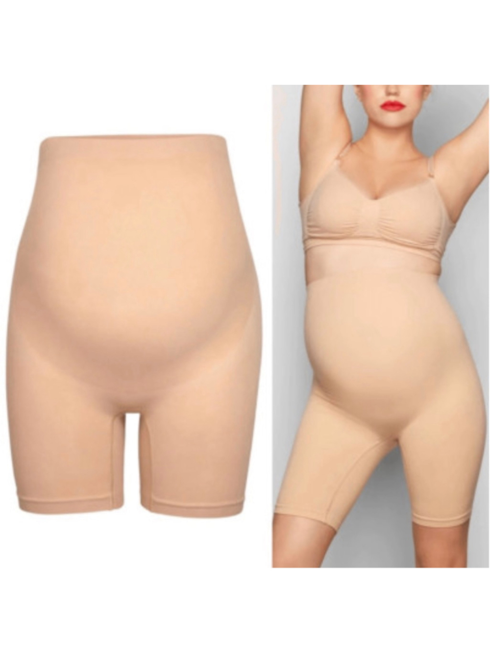 SKIMS Maternity Shapewear Shorts Beige Size S/M Pregnancy Sculpting Belly Band
